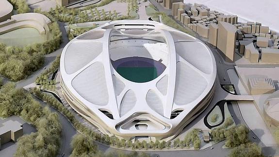 Diseño del nuevo estadio olímpico de Tokio. 