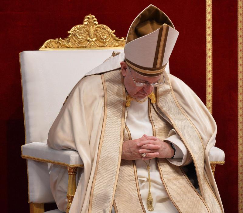 El papa Francisco durante una misa en la basílica de San Pedro. 