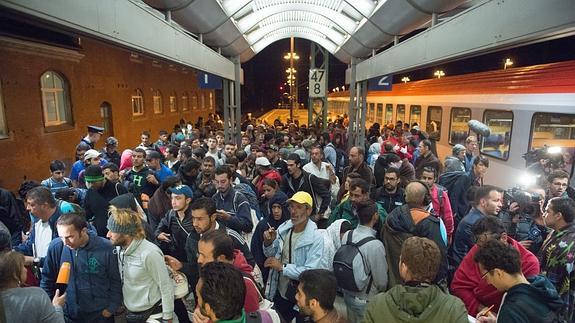 Refugiados en la estación de Saalfeld (Alemania).