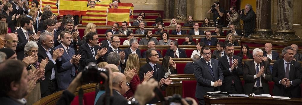 El Parlamento de Cataluña, tras la aprobación de la moción soberanista.