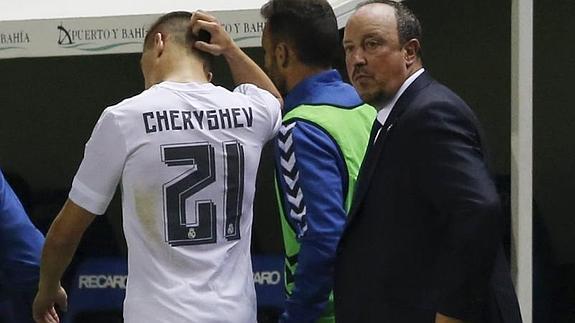 Cheryshev, en el momento de ser cambiado ante el Cádiz. 