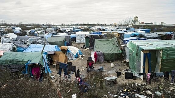 Campamento de refugiados de Calais, conocido como 'La jungla'.