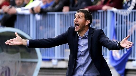 Javi Gracia, en pleno partido del Málaga. 