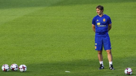 Julen Lopetegui, durante el entrenamiento. 