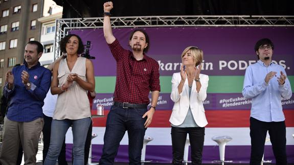 Pablo Iglesias en un acto de campaña en Barakaldo (Vizcaya).