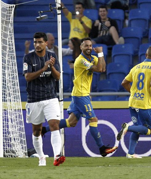 Momo celebra el gol del triunfo de Las Palmas. 