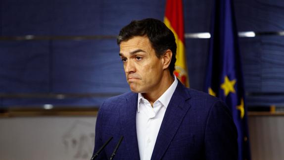 Pedro Sánchez, tras anunciar la retirada de su acta de diputado.
