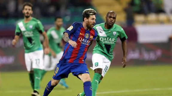 Messi, durante el amistoso en Doha. 