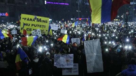 Manifestación contra el Gobierno rumano en Bucarest.