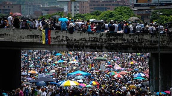 Manifestación opositora en Caracas.