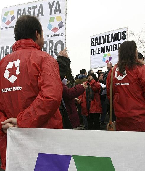 Trabajadores de la cadena madrileña durante una protesta por el ERE 