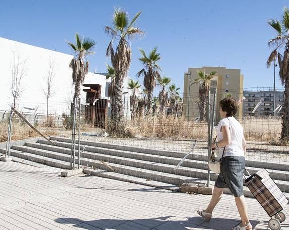 La maleza cubre la Plaza Conquistadores y las palmeras se han secado. :: pakopí