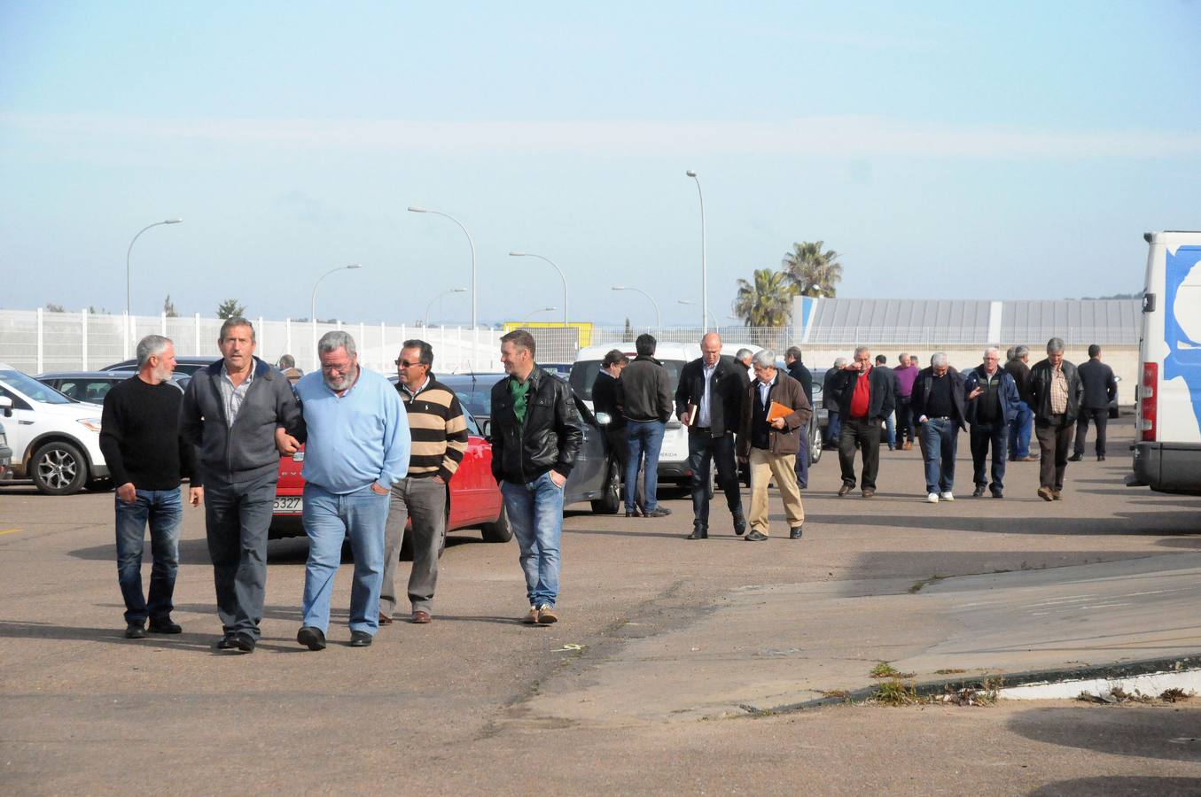 Cooperativistas de Acorex se dirigen a la asamblea celebrada ayer en su sede de Mérida