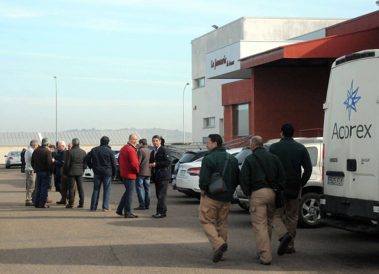 Cooperativistas y empleados de Acorex, el miércoles en Mérida, antes de la última asamblea