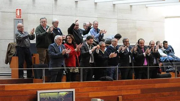 Aplausos del equipo de Gobierno de Mérida durante la aprobación en el pleno de la Asamblea del Estatuto de Capitalidad::
