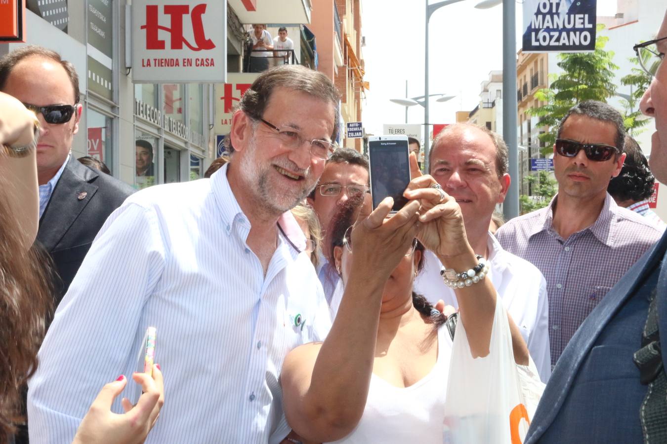 Mariano Rajoy junto a José Antonio Monago en  Don Benito