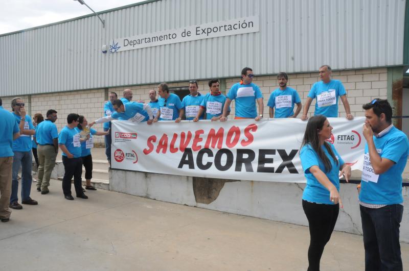 Protesta de los trabajadores de Acorex el pasado día 29