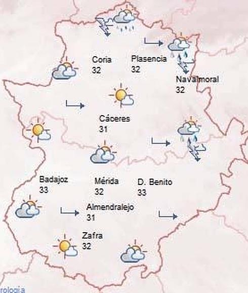 Lluvia y descenso de temperaturas en Extremadura