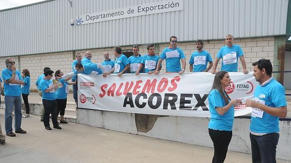 Protesta de los trabajadores de Acorex el pasado mes de mayo