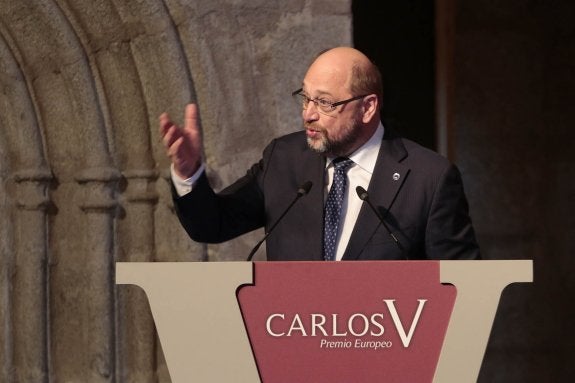 El presidente del Parlamento Europeo, ayer en el Monasterio. :: a.s.