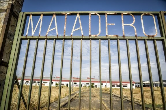 1. La valla está herrumbrosa. La entrada lateral, abierta.2. Una bota de trabajo, abandonada en una de las salas.  3. Algunas paredes interiores han sido derruidas. 