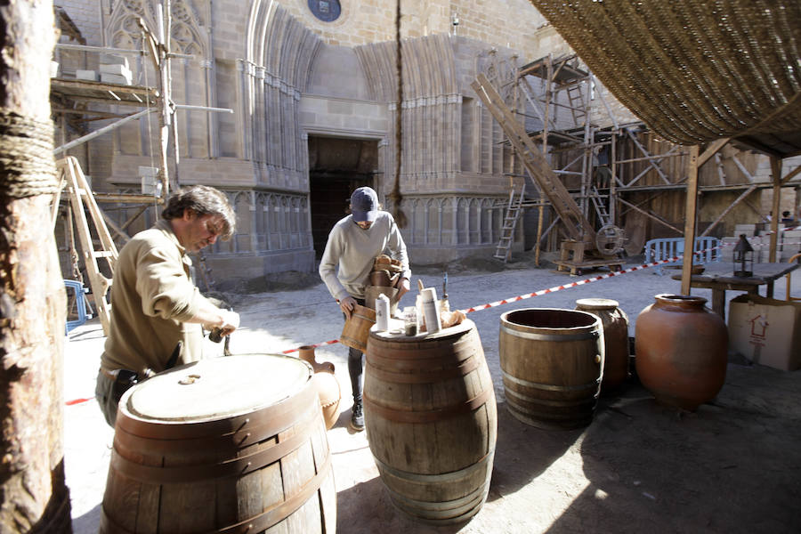 Imagen de la Plaza de Santa María, lista para el rodaje de hoy.
