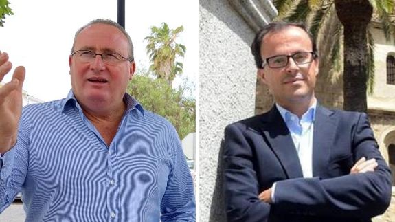 Antonio Pozo, alcalde  de Guadiana del Caudillo, y Miguel Ángel Gallardo, presidente de la Diputación de Badajoz