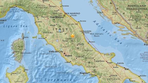 Un terremoto de magnitud 5,4 sacude el centro de Italia