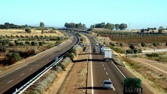 Autovía de la Plata en el entorno de Torremejía. 