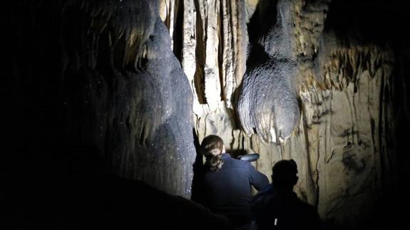 Técnicos del proyecto ‘Handpas’ realizando trabajos de documentación digital en la cueva de Ardales, en Málaga. :: 