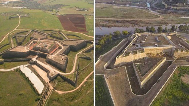 El fuerte de Santa Luzia, en Elvas, y el fuerte de San Cristóbal, en Badajoz.