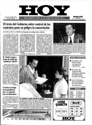 La portada de 1990 en la que fue investido alcalde. ::
HOY