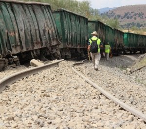Punto en el que descarrilaron los seis vagones. ::                             MARISA NÚÑEZ