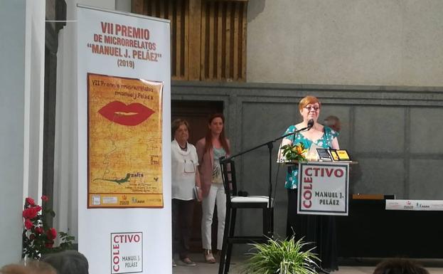 La ganadora durabte su intervención en el acto 