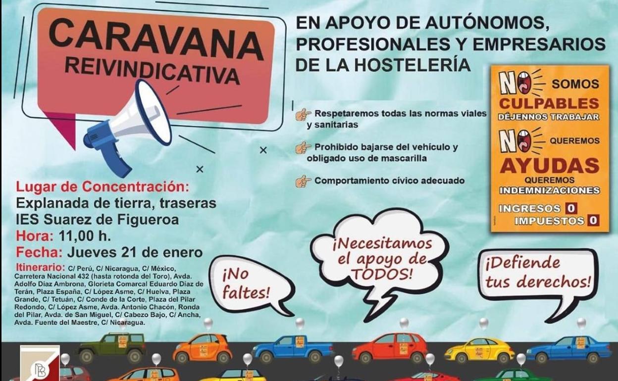 La Asociación Zafrense de Bares y Restaurantes ha convocado para este jueves una caravana reivindicativa en apoyo a la hostelería