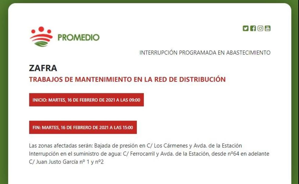 Bajadas de presión de agua y cortes en el suministro este martes en la zona de Los Cármenes y avenida de la Estación