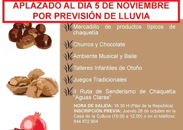 La V Fiesta de la Chaquetía se aplaza hasta el 5 de noviembre por la previsión de lluvias