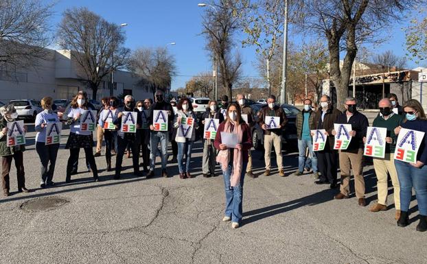 Lectural del manifiesto antes de salir la caravana desde Zafra 