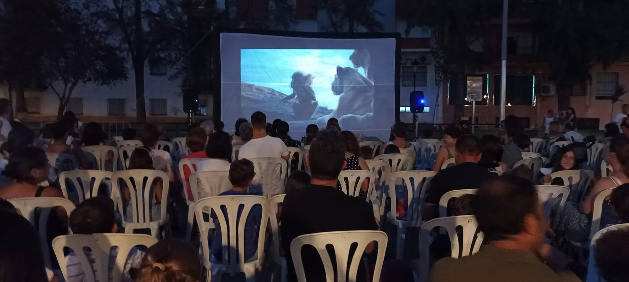 Un momenot de la proyección de la película en el Parque de la Paz 
