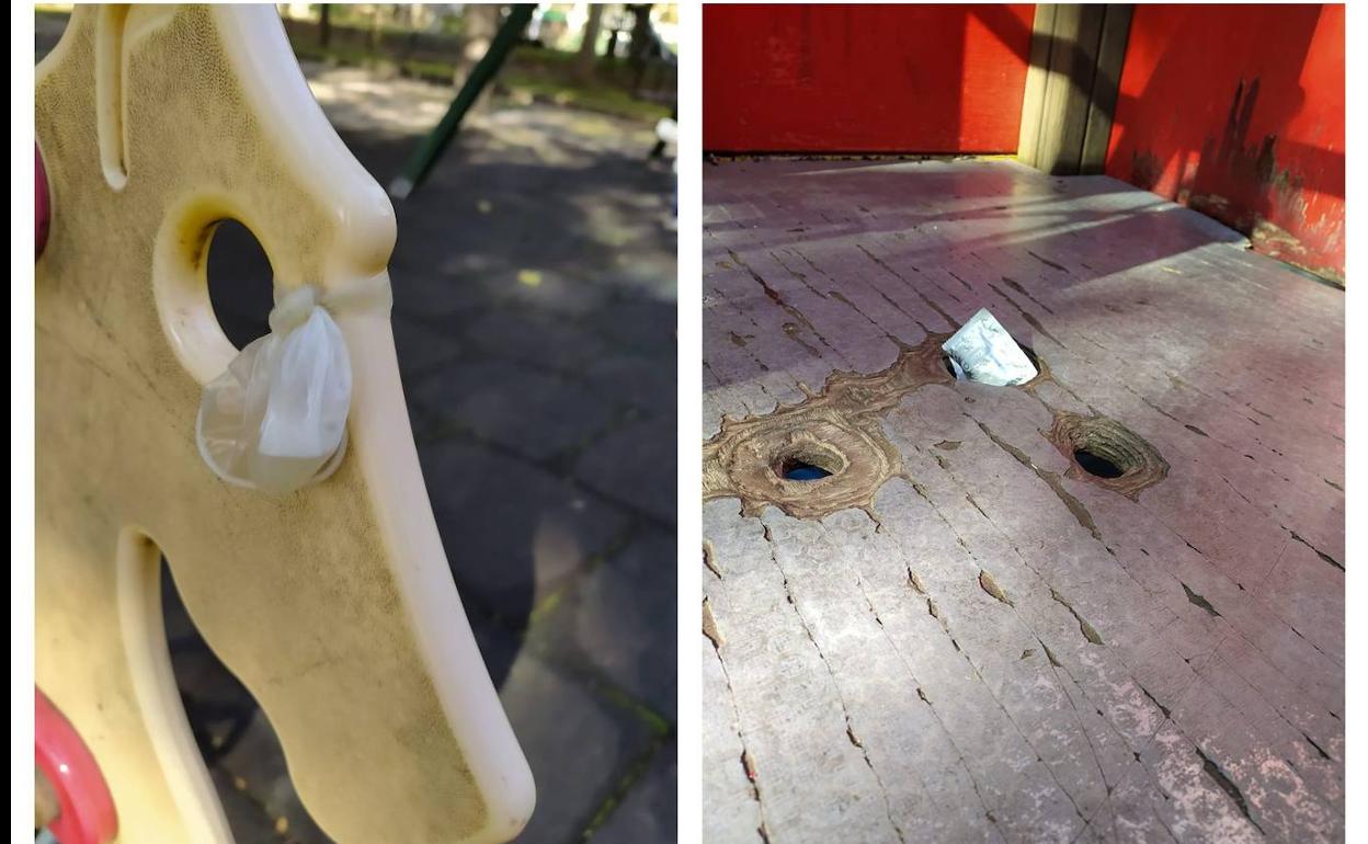 Un grupo de madres denuncia el vandalismo que sufre la zona de juegos infantiles del Parque de la Paz
