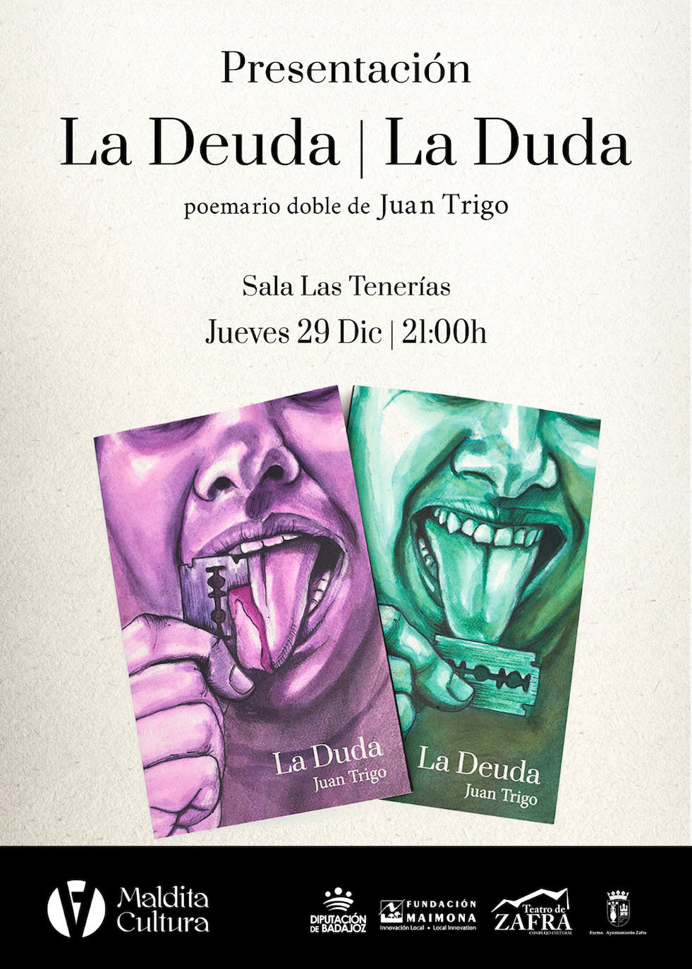 Juan Trigo presenta este jueves su doble poemario: 'La Deuda'-'La Duda'