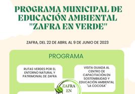El programa medioambiental 'Zafra en Verde' vuelve con muchas y novedosas actividades