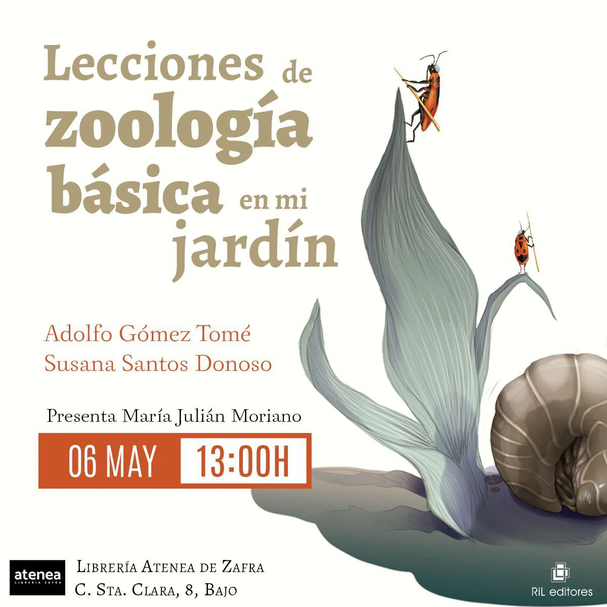 El libro 'Lecciones de zoología básica en mi jardín' será presentado en Atenea