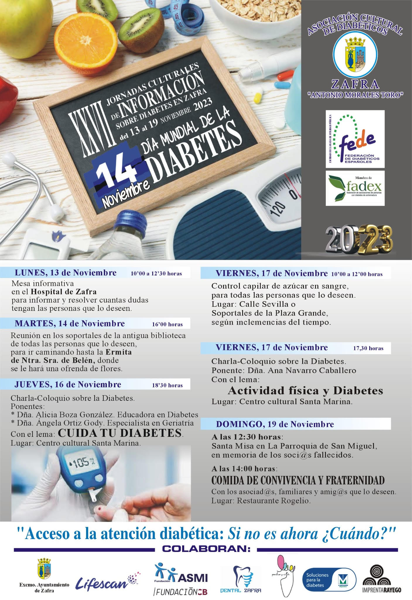 La Asociación de Diabéticos celebra del 13 al 19 de noviembre sus Jornadas Culturales de información