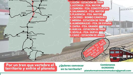 Zafra acogerá este domingo una de las concentraciones para la recuperación del tren de la Ruta de la Plata