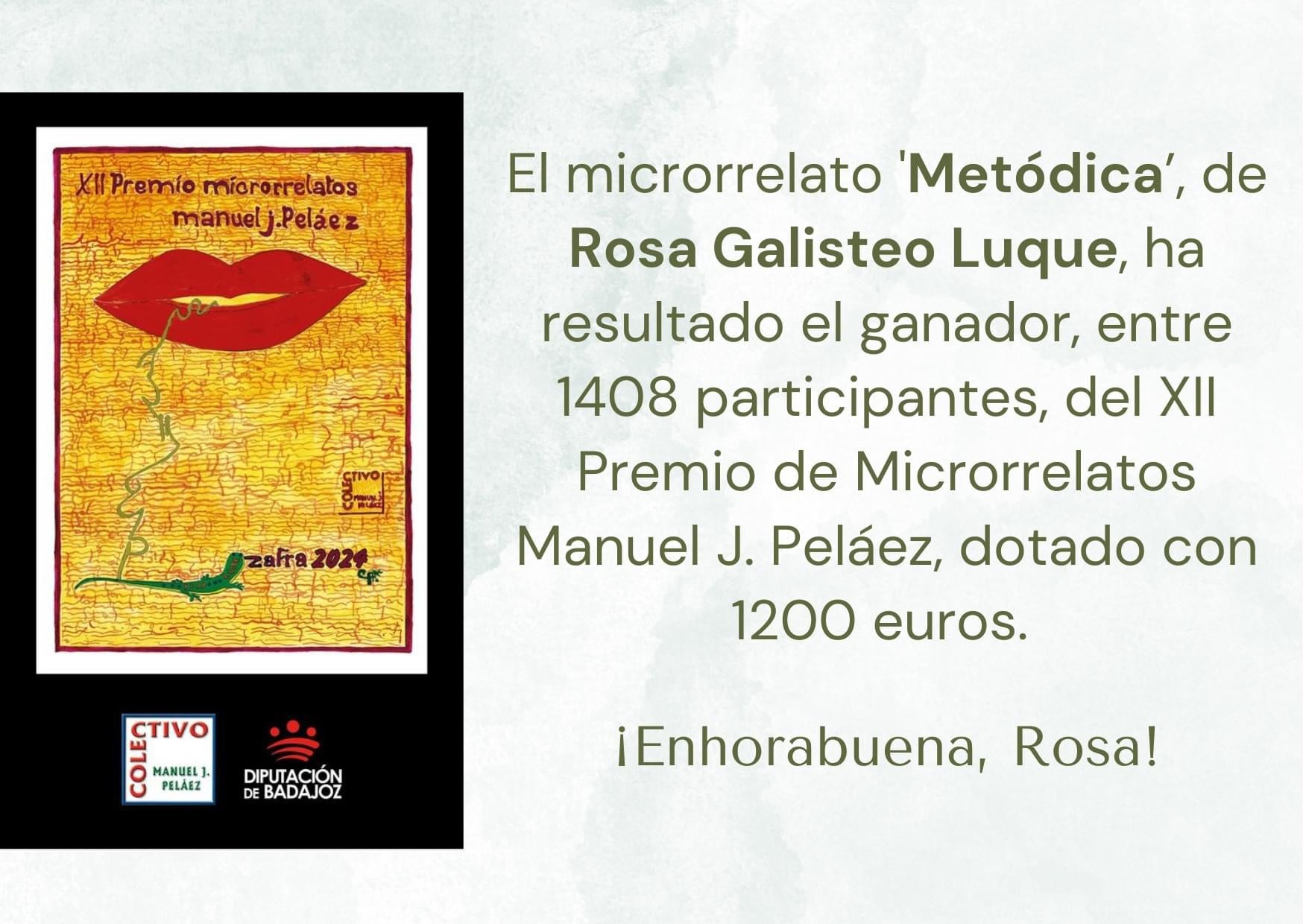 Rosa Galisteo Luque gana el XII Concurso de Microrrelatos con 'Metódica'