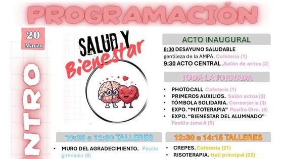 El IES Cristo del Rosario celebrará su Día del Centro con la salud y el bienestar como protagonistas