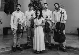 El cuarteto de cuerdas con su artista invirtada