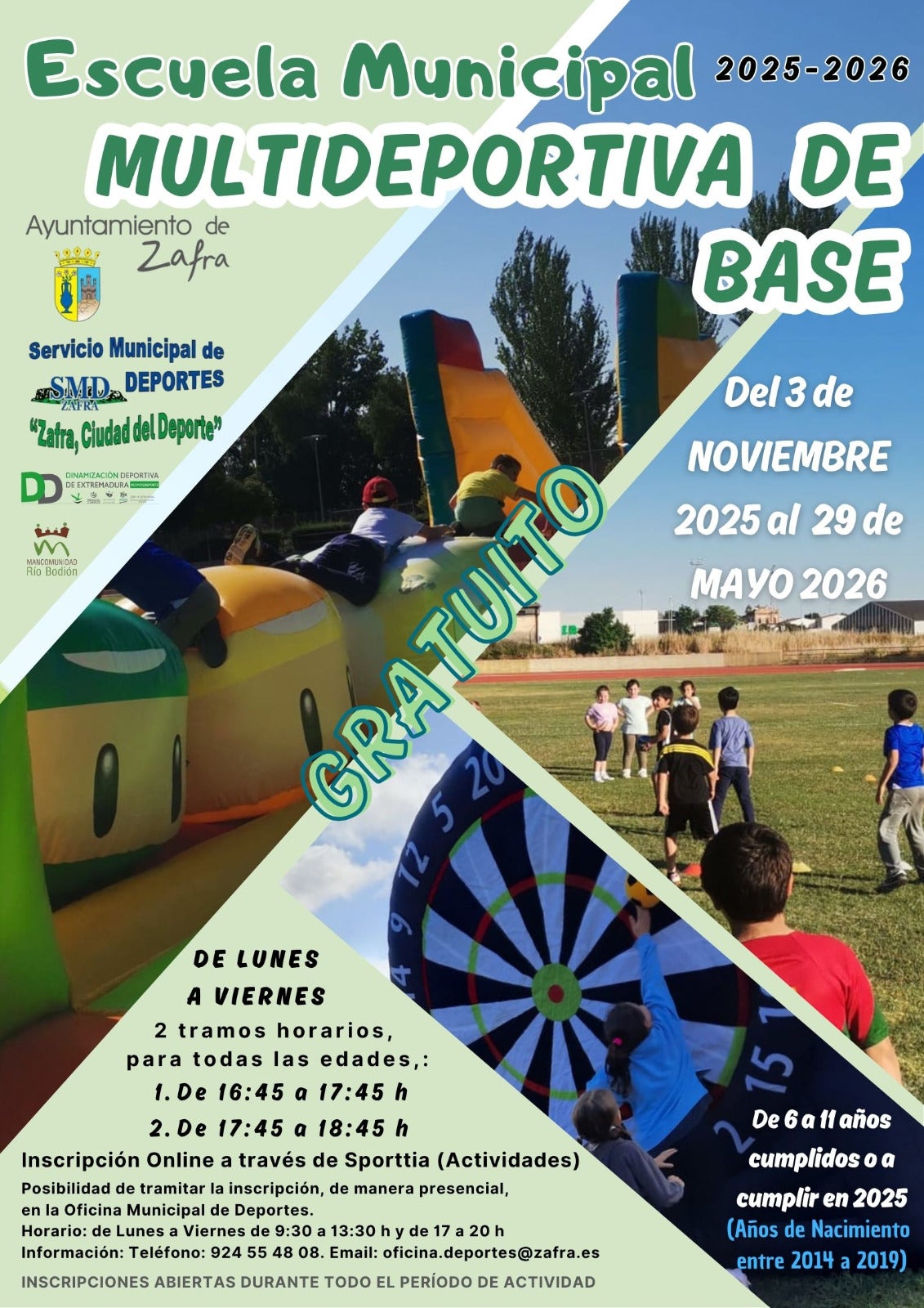 El -Servicio Municipal de Deportes abre las inscripciones para la Escuela Multideportiva de Base