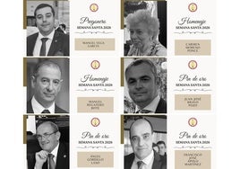 El pregonero junto a los homenajeados en